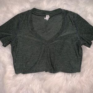 Under Armour Grey Striped V-Neck Top